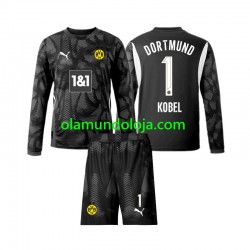 Camisola Borussia Dortmund Gregor Kobel 1 Guarda-redes Criança Equipamento Quarto 2024-2025 Manga Comprida